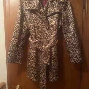 Via Spiga Leopard Print Trench Coat